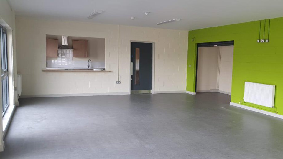 The club room with kitchen and servery